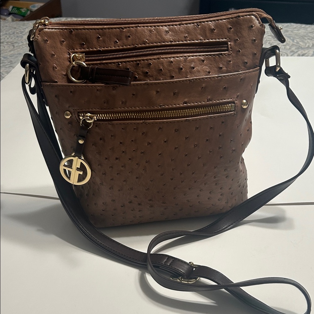 Giani Bernini Textured Brown Crossbody Bag